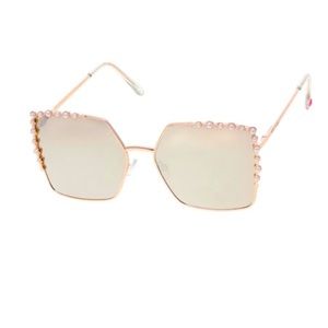 Betsey Johnson Oversized Gold & Pearl Sunglasses